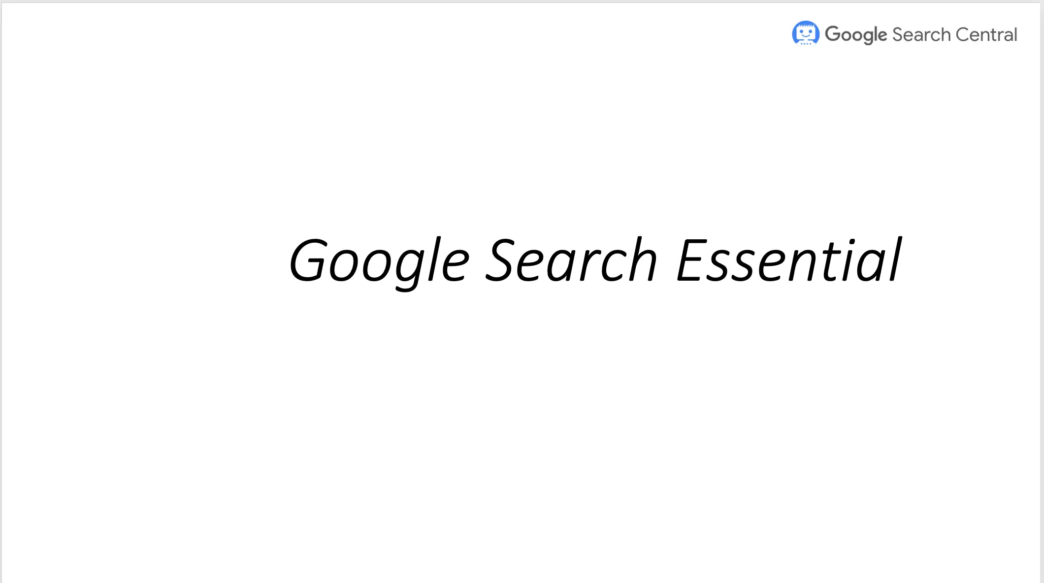 Cover slide of Google Search Essentials presentation